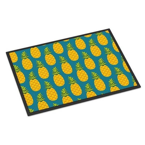 Jensendistributionservices Pineapples on Teal Indoor or Outdoor Mat; 18 x 27 in. MI627672 - main